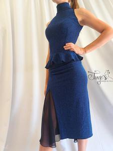 Completo gonna e top Dea in blu lurex