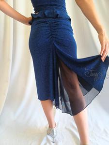 Completo gonna e top Dea in blu lurex
