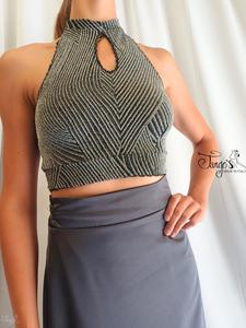 Completo gonna Orfea grigio scuro e top lurex