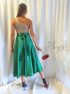 Set Orfea in green satin with paillettes gold top