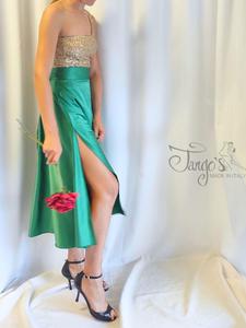 Set Orfea in green satin with paillettes gold top