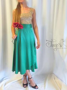 Set Orfea in green satin with paillettes gold top