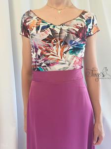 Annalisa flower top and violet colored orfea skirt- 685ec6b3db16a