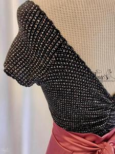 Completo top Annalisa in glitter e gonna Orfea mattone