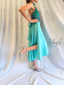 top in glitter and Orfea  light blue skirt set- 6871364eb9e0e