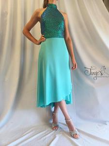top in glitter and Orfea  light blue skirt set- 6871364eb9e0e