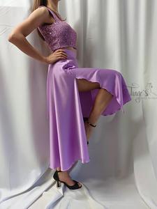 Romi sequin top and Orfea skirt set in cyclamen color