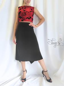 Set Romi red flocked top and black Heli skirt