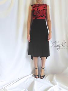 Set Romi red flocked top and black Heli skirt