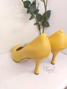 Décolleté Audrey yellow leather - Heels 8,5 cm
