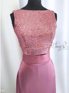 Top Romi paillettes malva