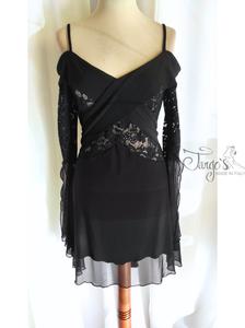 Shirt Francesca black with mesh and lace insert