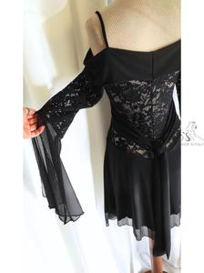 Shirt Francesca black with mesh and lace insert