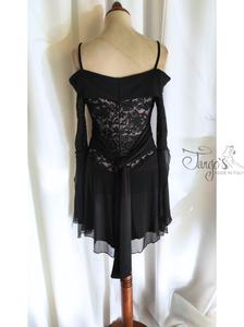 Shirt Francesca black with mesh and lace insert