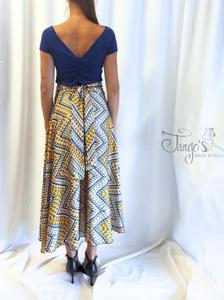 ONLY ONE AVAILABLE Set Orfea in geometric fabric with Baddy blue top