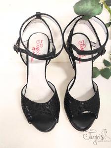 Shoes Marina black with paillettes - Heels 10,5cm