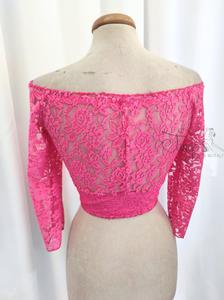 Annabelle top in fucsia lace with sleeves