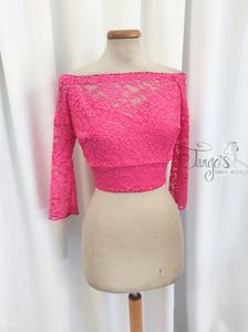 Annabelle top in fucsia lace with sleeves