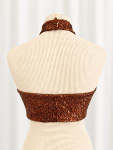 Top Bea paillettes bronzo