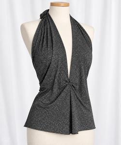 Top Loberìa in silver laminate fabric