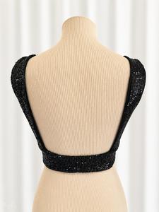 Top Romi nero paillettes